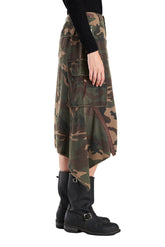 Silk sharkbite skirt in Green Camo